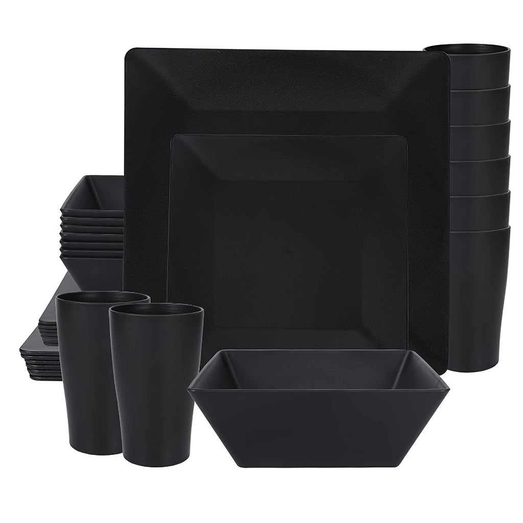 16/32pcs KITCHEN SET Made from Plastic Wheat Straw, Suitable for 4/8 People, Includes Plates, Dessert Plates, Cereal Bowls, And Cups. This Durable Outdoor Camping Tableware Is Perfect for FAMILY GATHERINGS And Birthday Celebrations