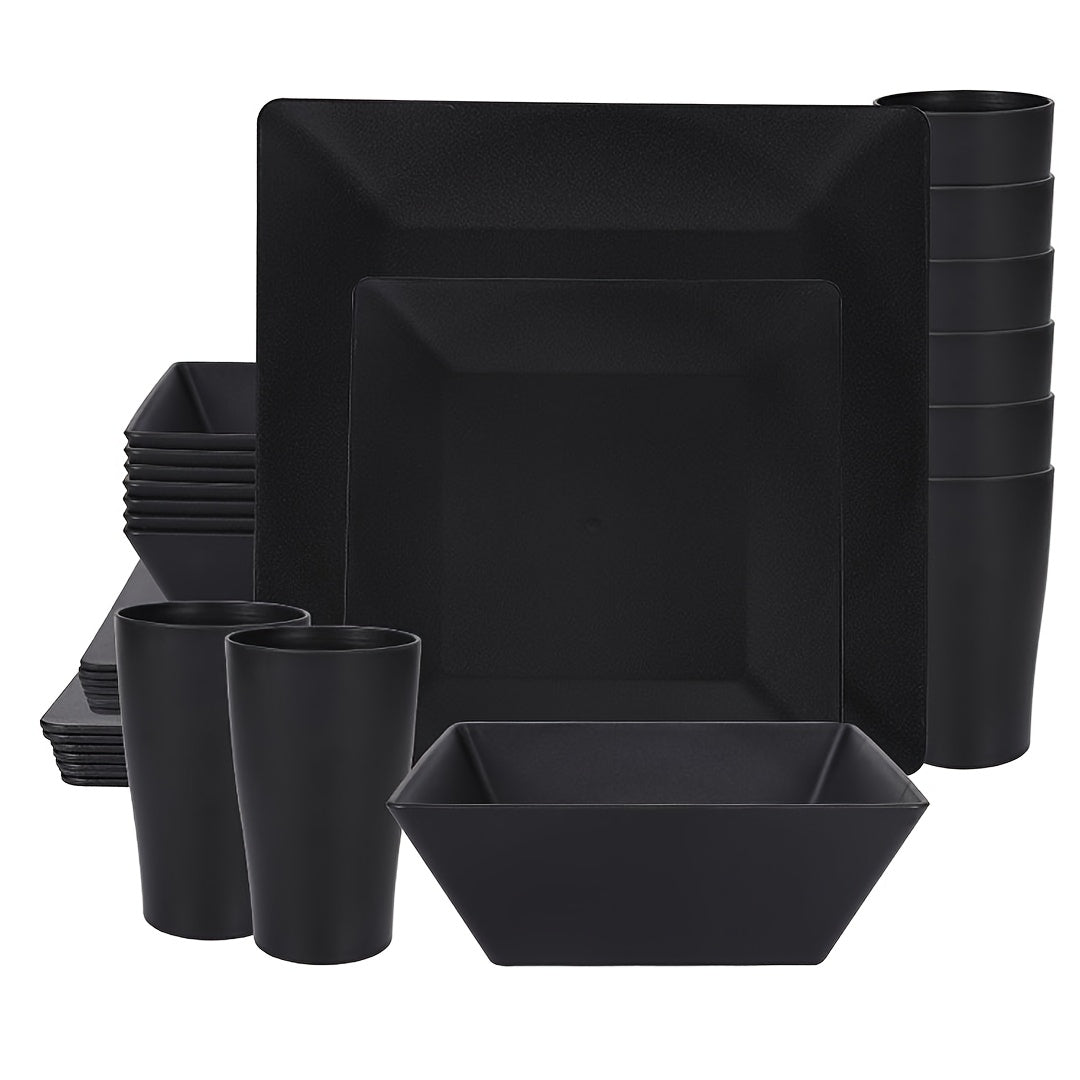 16/32pcs KITCHEN SET Made from Plastic Wheat Straw, Suitable for 4/8 People, Includes Plates, Dessert Plates, Cereal Bowls, And Cups. This Durable Outdoor Camping Tableware Is Perfect for FAMILY GATHERINGS And Birthday Celebrations