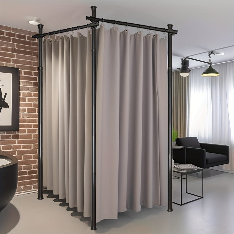 Tension Curtain Rod Floor to Ceiling No Drill – Adjustable Heavy Duty Freestanding Room Divider, 28-139" Wide 48-120" High, 55lb Capacity, Black & White | Canada