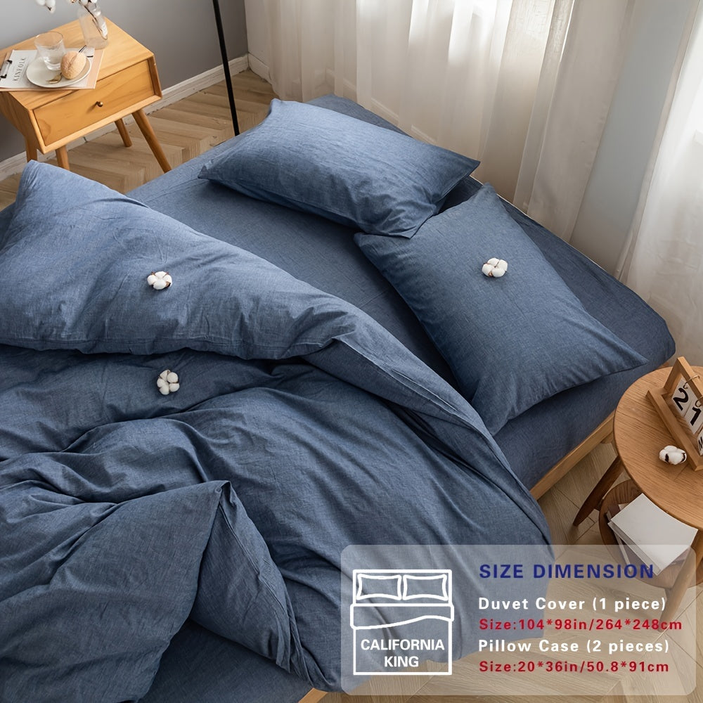 100% Washed Cotton Duvet Cover Set – Breathable, Durable & Ultra-Soft Comfy Bedding Set for All Seasons, Multiple Sizes & Colours