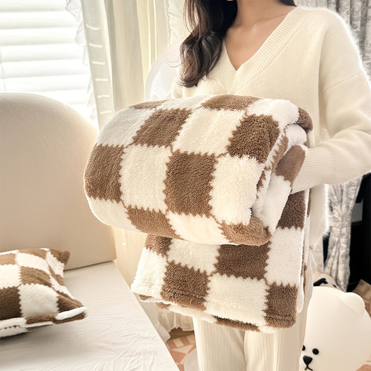 Checkered Throw Blanket - Sage Green And Multi-Color Flannel Options | 60 X 80 Inches Hand-Made Soft And Cozy for Couch, Bed, Travel And Outdoor | Lightweight Gift for Women, Mothers And Birthday Celebrations | Machine Washable Home Decor Essential