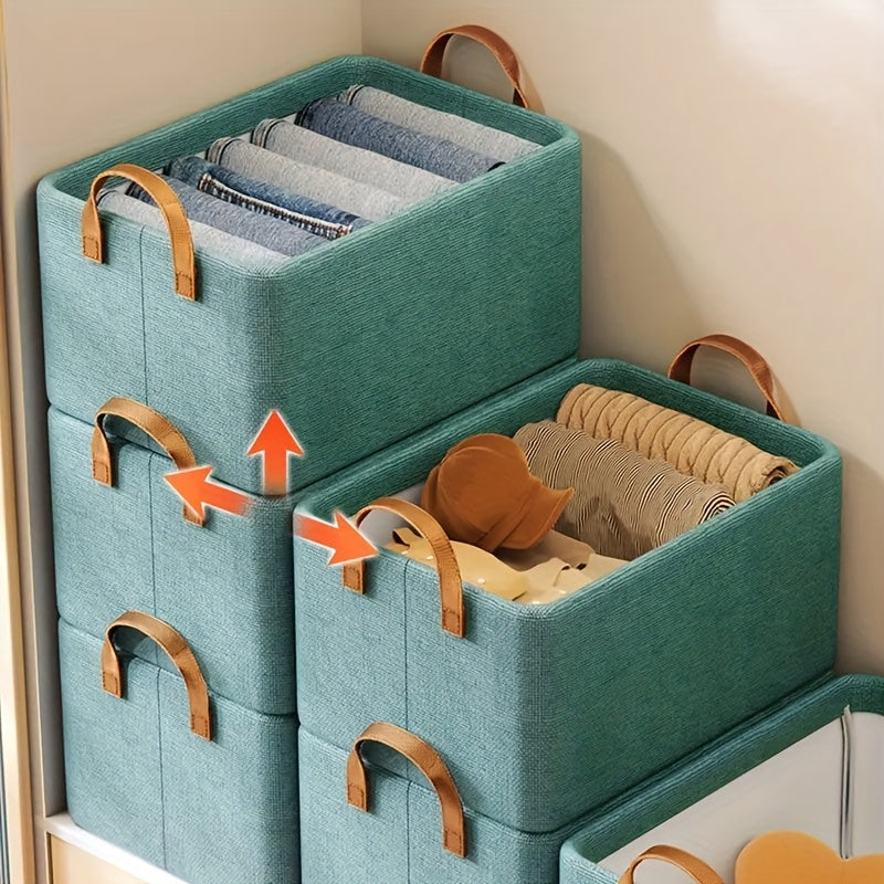 4/2pcs Large Cationic Fabric Storage Box, Foldable Flat, Space Saving, with Visible Cover And Handle, Bedroom Wardrobe Organizer Box, Suitable for Storing Clothes, Blankets, Bed Sheets And, Dormitory Storage, Under Bed Storage