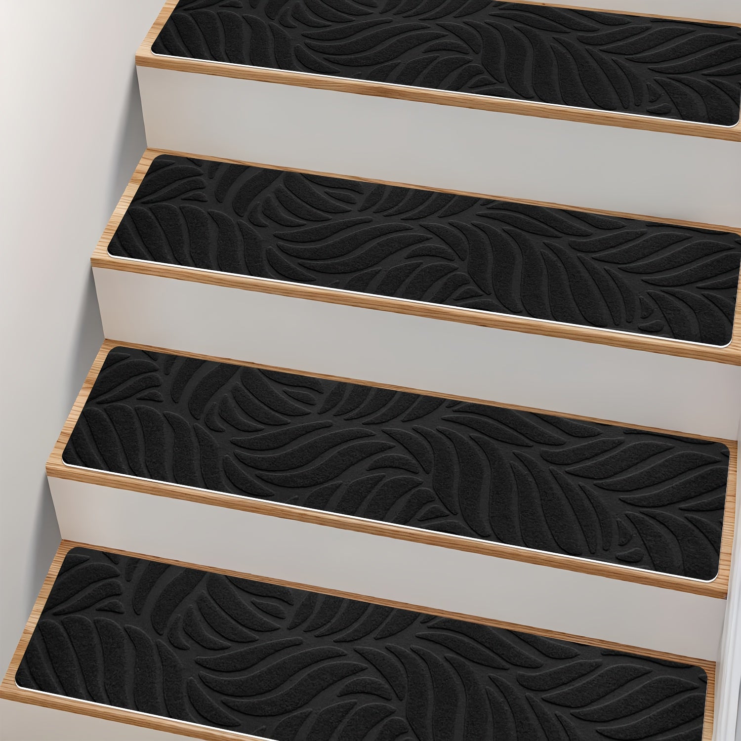 Anti-Slip Self-Adhesive Stair Treads – 3D Embossed, 30x8 Inch, 7/15-Piece Set, Indoor & Outdoor Stair Mats for Pets & Seniors, No-Tool Install, Scratch Resistant, Cut-to-Fit Design