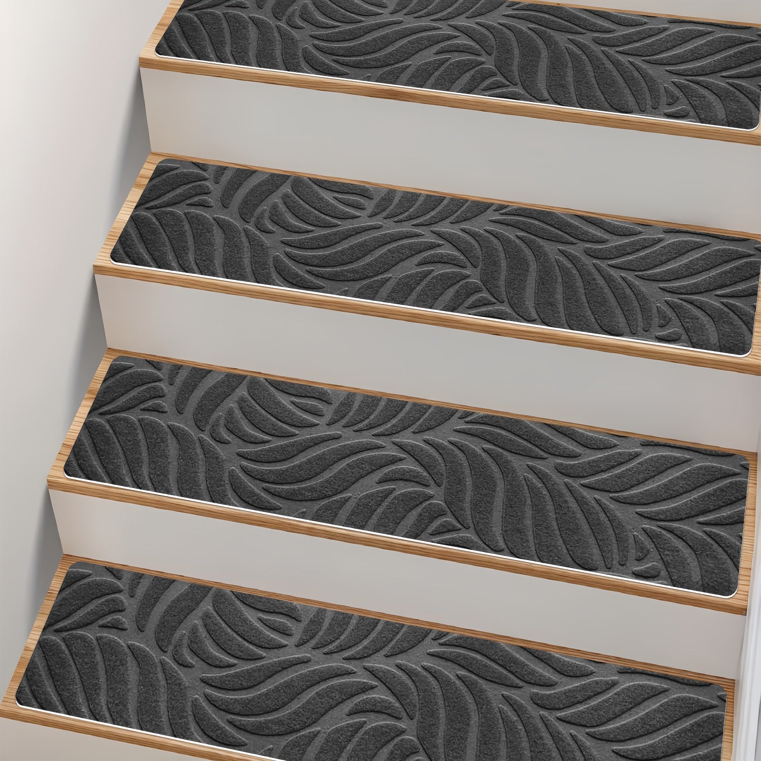 Anti-Slip Self-Adhesive Stair Treads – 3D Embossed, 30x8 Inch, 7/15-Piece Set, Indoor & Outdoor Stair Mats for Pets & Seniors, No-Tool Install, Scratch Resistant, Cut-to-Fit Design