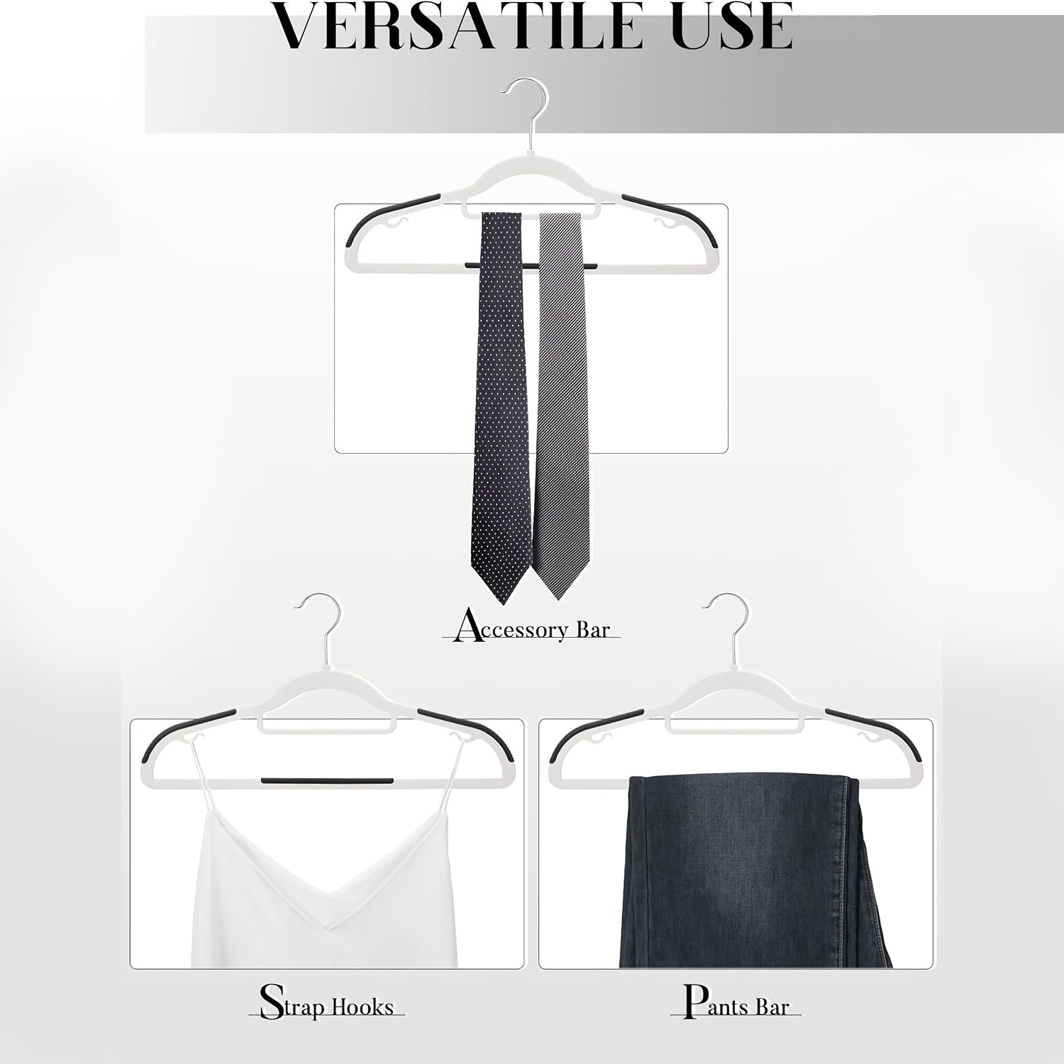 10pcs/20pcs/30pcs Anti-Slip Stylish Hangers (Thickened Version), Mark-Free Clothes Hanging, Closet Storage, Multi-Functional Hangers. Featuring Rotatable Hooks, Extended And Thickened Design