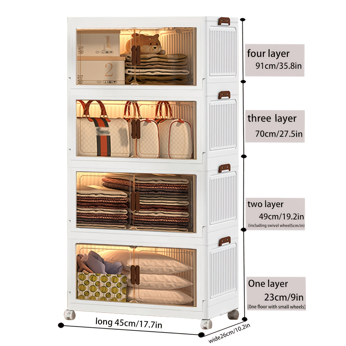 Stackable Clear Shoe Box Organizer with Door – Foldable Plastic Shoe Rack 2/3/4/5 Layer Storage Cabinet for Living Room, Entryway & Closet, Easy Assembly, Big Capacity Shoe Shelf
