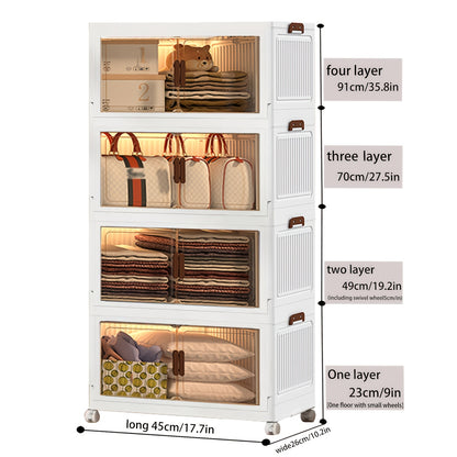 Stackable Clear Shoe Box Organizer with Door – Foldable Plastic Shoe Rack 2/3/4/5 Layer Storage Cabinet for Living Room, Entryway & Closet, Easy Assembly, Big Capacity Shoe Shelf