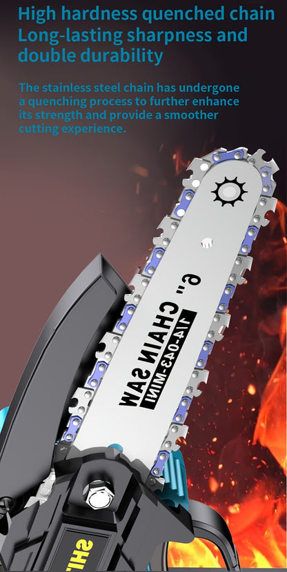 Mini Cordless Chainsaw – Lightweight Handheld Electric Tree Branch Cutter with Rechargeable Battery, Splash Guard & Safety Lock, Garden Pruning Courtyard Trimming Wood Cutting Tool, Canada