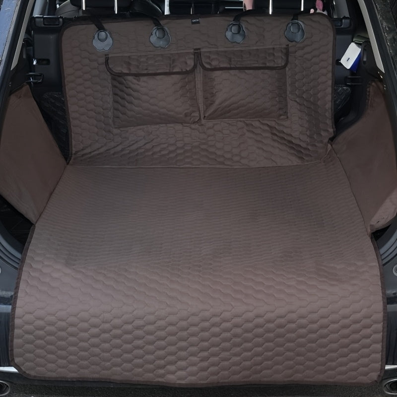 Waterproof Cargo Liner Trunk Cover for Dogs & Pets – Non-Slip Car Trunk Mat with Bumper Flap Protector & 2 Storage Pockets for Cars SUV Trucks