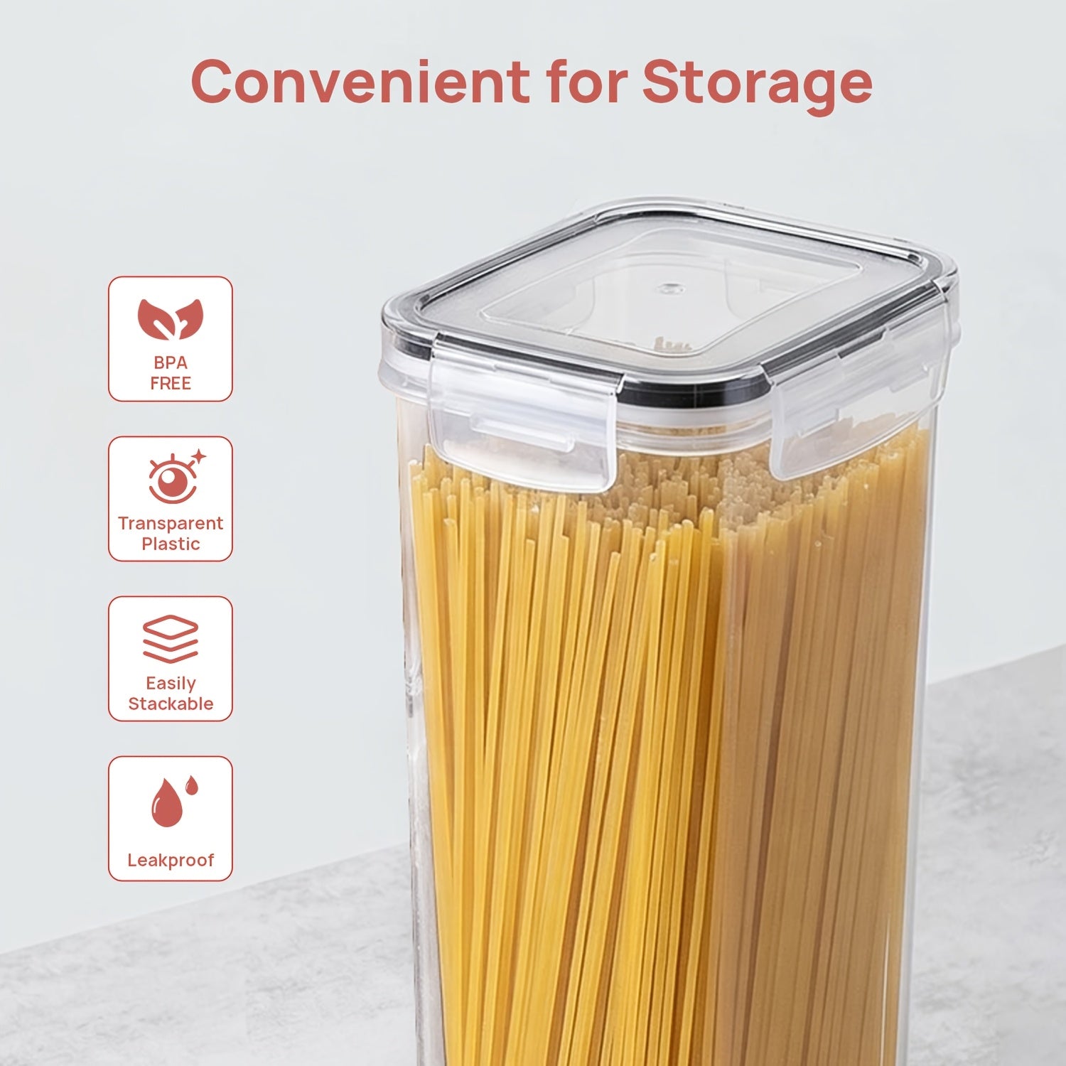 Airtight Food Storage Containers with Lids, 4pcs 94.68oz Pasta Containers for Pantry Organization and Storage, Kitchen Organization for Spaghetti, Flour, Sugar and Noodles, Black