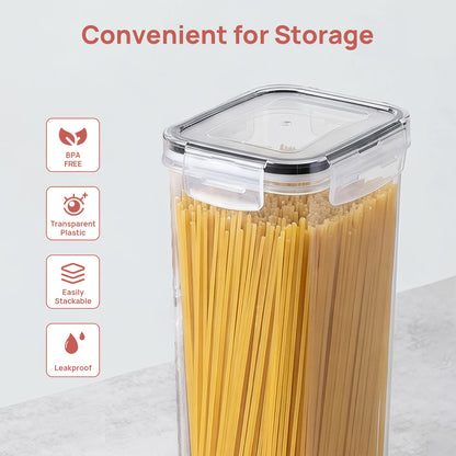 Pasta & Dry Food Airtight Storage Containers 4pc Set with Lids – 94.68oz Large Capacity, Pantry Organization for Spaghetti, Flour, Sugar & Noodles – BPA-Free, Black Kitchen Canisters