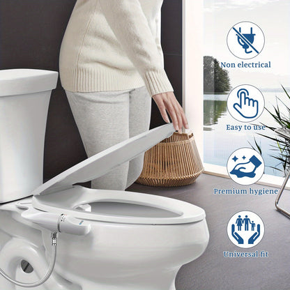 Ultra-Thin Dual Nozzle Bidet Attachment for Toilet – Non-Electric Adjustable Water Pressure Fresh Water Bidet Seat Attachment for Feminine & Posterior Wash – Easy Install