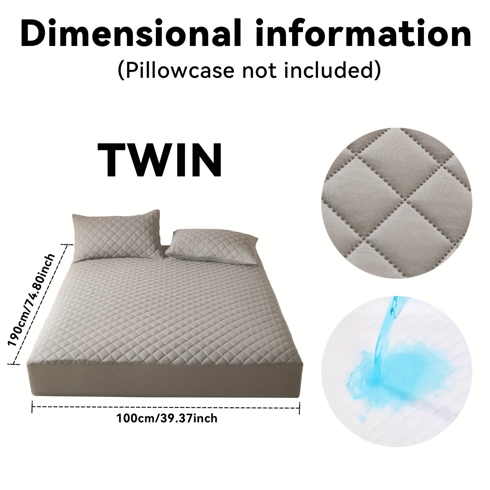 Thickened Waterproof Mattress Protector Soft Comfortable Fitted Bed Cover, Layered Insert Mattress Pad for Bedroom Guest Room Hotel, Twin Full Queen King Size, Blue Green Grey Black