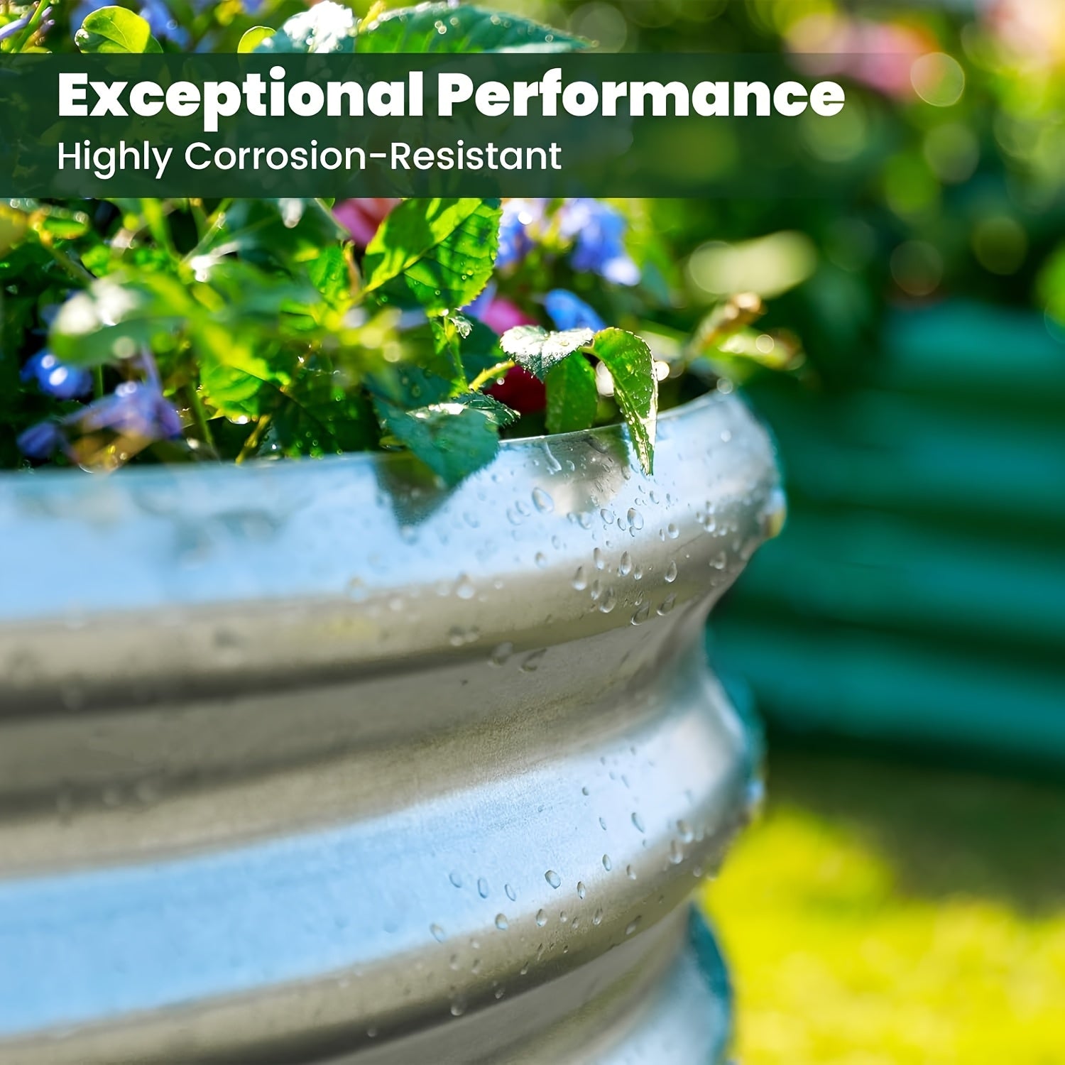 2pcs Oval Raised Garden Bed, Galvanized Raised Garden Bed Kit Outdoor Metal Gardening Planter Box for Vegetable, Fruits, Flower, Herbs