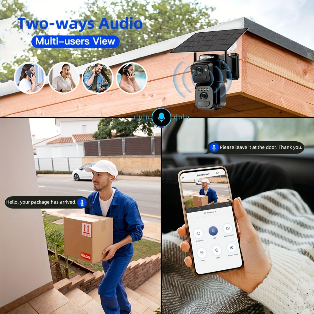 BEENOCAM [10x Zoom] 360° Low-Power CCTV Solar Panel Battery 2K QHD WiFi Camera with Spotlight Alarm, Motion Detection, Color Night Vision & Two-Way Audio – One Device = Two Cameras (Solar Bullet + PTZ)