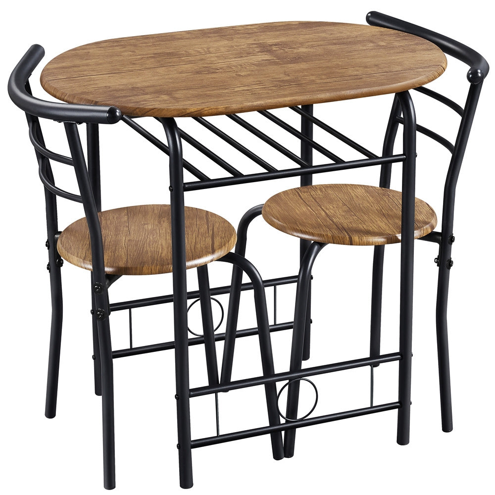 ALDEN DESIGN Dining Table Set, 3pcs Modern Round Dining Table Set for 2, Compact Space Saving Kitchen Table and Chairs with Steel Legs & Storage Rack, Perfect for Apartments, Dorm Rooms, Breakfast Nooks