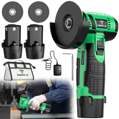 Mini Cordless Angle Grinder & Sander 2-in-1 Combo Kit with Batteries & Grinding Wheels – Portable Electric Power Tool for Grinding Polishing Sharpening Metal Stone Wood