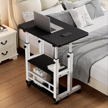 3-Tier Mobile Lifting Desk with Wheels Portable Side Table 3-Layer Storage Space-Saving Laptop Desk for Sofa Bedroom Living Room - Canada