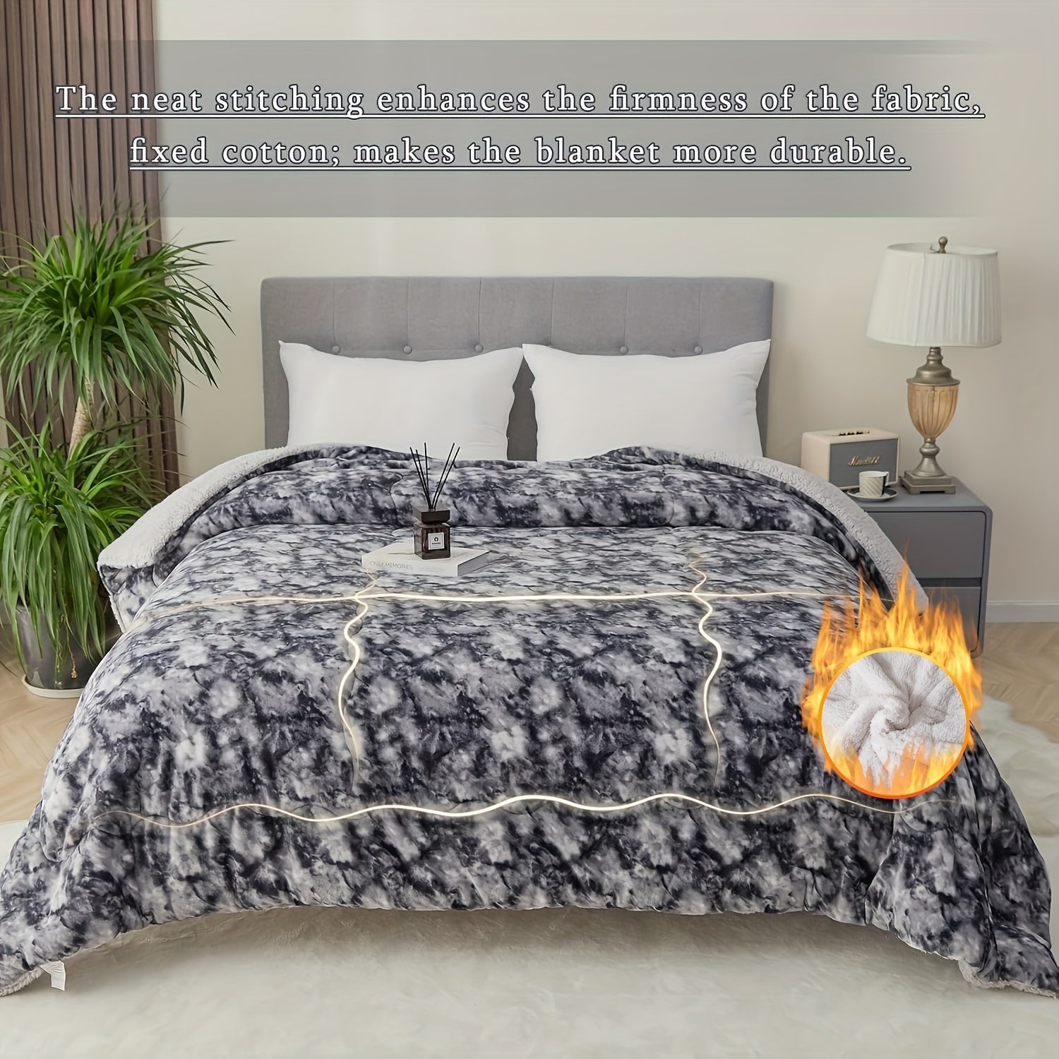 Thickened Winter Comforter Quilt with Coral Fleece Filling – Warm Heavyweight Blanket for Single Bed, Soft Lamb Fleece Cotton Quilt for Autumn & Winter, All-Season Cozy Bedding Duvet