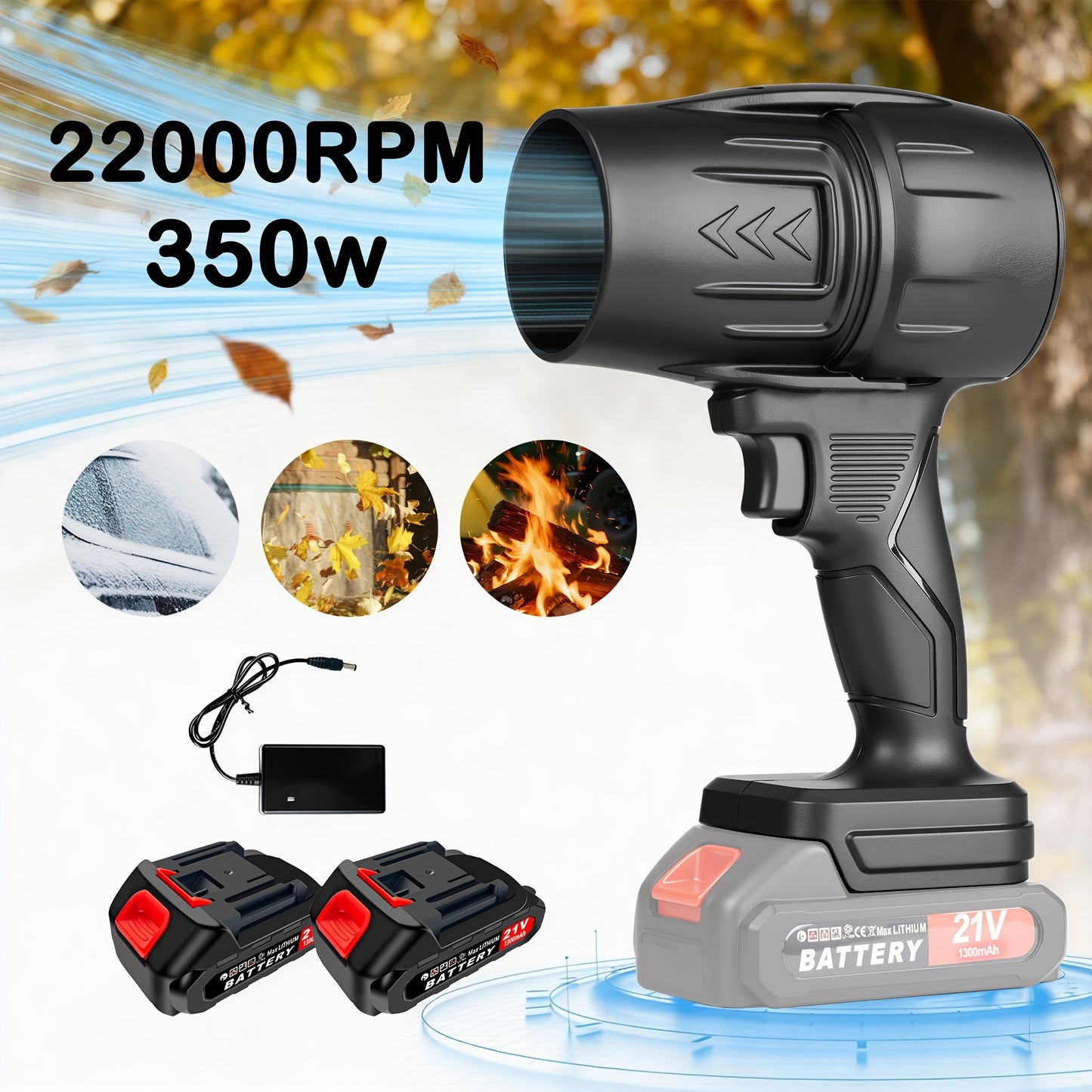 21V Cordless Handheld Leaf Blower with Lithium Battery – High-Power Lightweight Air Blower for Patio, Garden, Yard, Indoors & Car, Single or Dual Battery Options | ShopVora CA