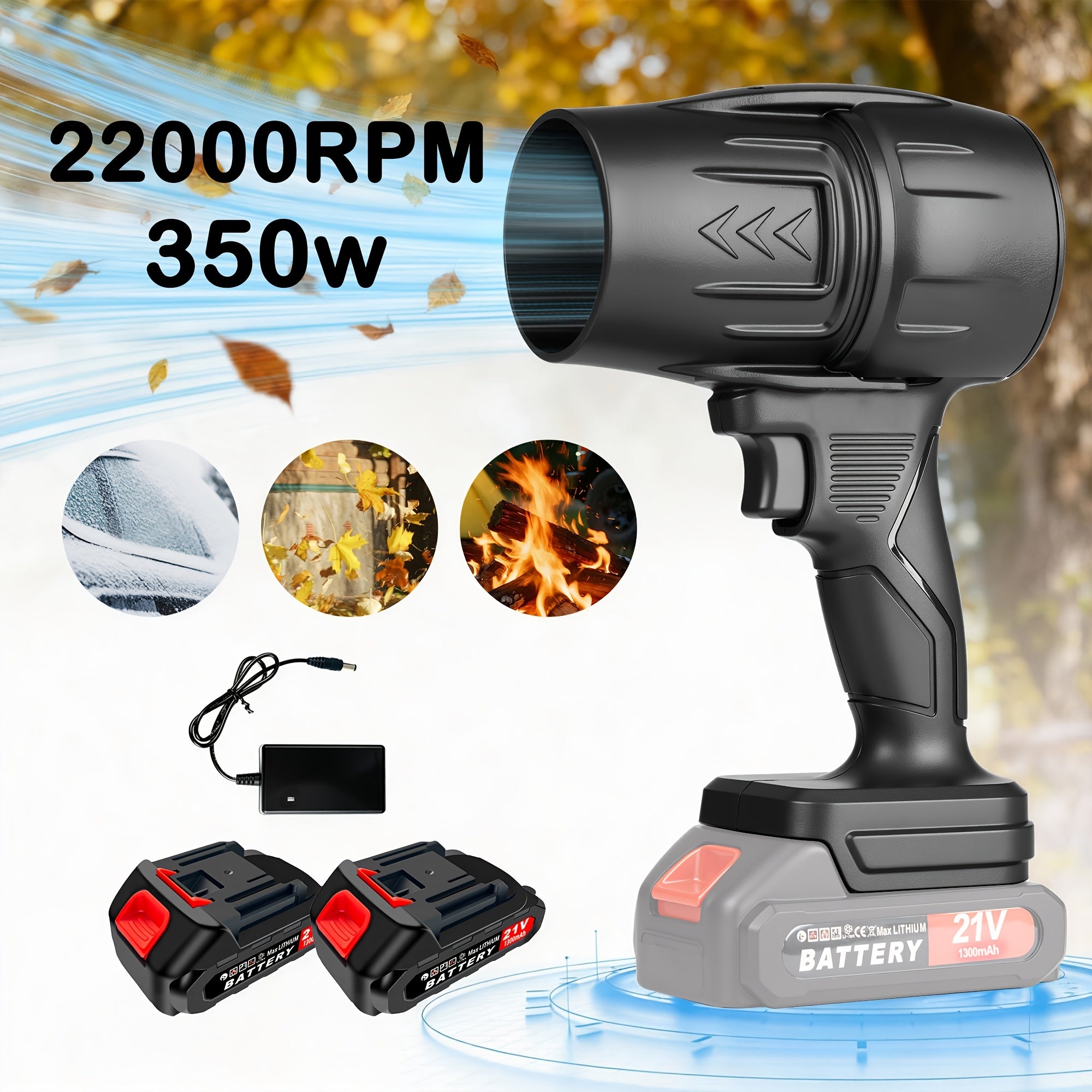 21V Cordless Handheld Leaf Blower with Lithium Battery – High-Power Lightweight Air Blower for Patio, Garden, Yard, Indoors & Car, Single or Dual Battery Options | ShopVora CA