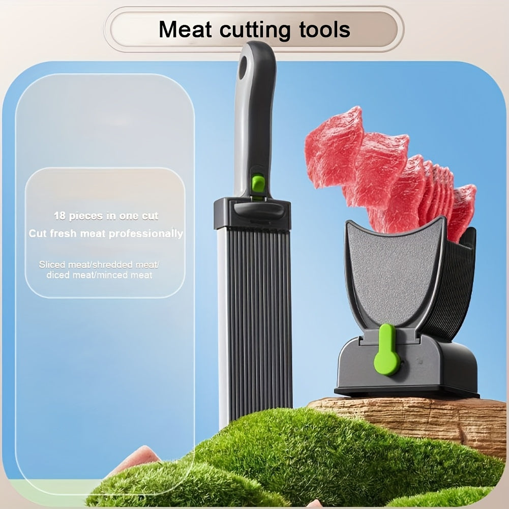 Manual Meat Slicer And Shredder Set - Stainless Steel Cleaver for Fresh Beef, Pork, Mutton - Kitchen Knife Tools for Home Cooking And BBQ, Gray, Fresh Meat Cutter, Meat Slicer, Meat Shredder, Kitchen Knife Set, Food Slicer, BBQ Helper