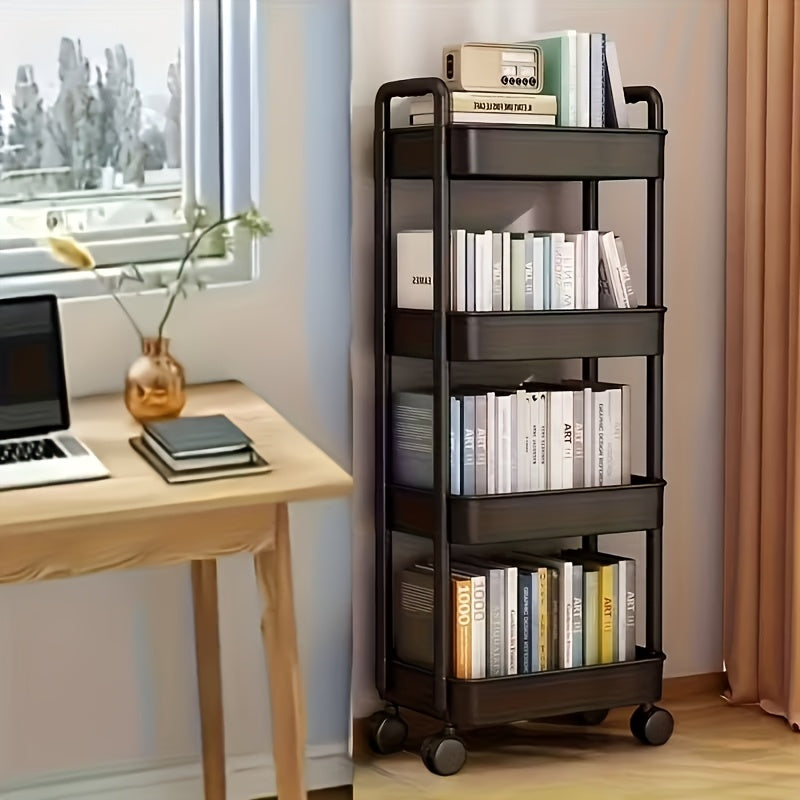 3/4 Multi-Layer Small Cart Storage Rack, Making The Space Cleaner, Equipped with Rollers for Easy And Flexible Movement, And Can Be Easily Adjusted According to Usage Needs, Providing Convenience for Home Storage And Space Utilization