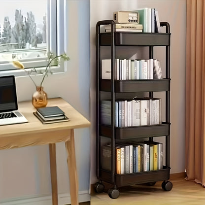 Multi-Layer Rolling Storage Cart with Wheels Adjustable Shelves Home Organizer Rack for Kitchen Bathroom Bedroom - ShopVora CA
