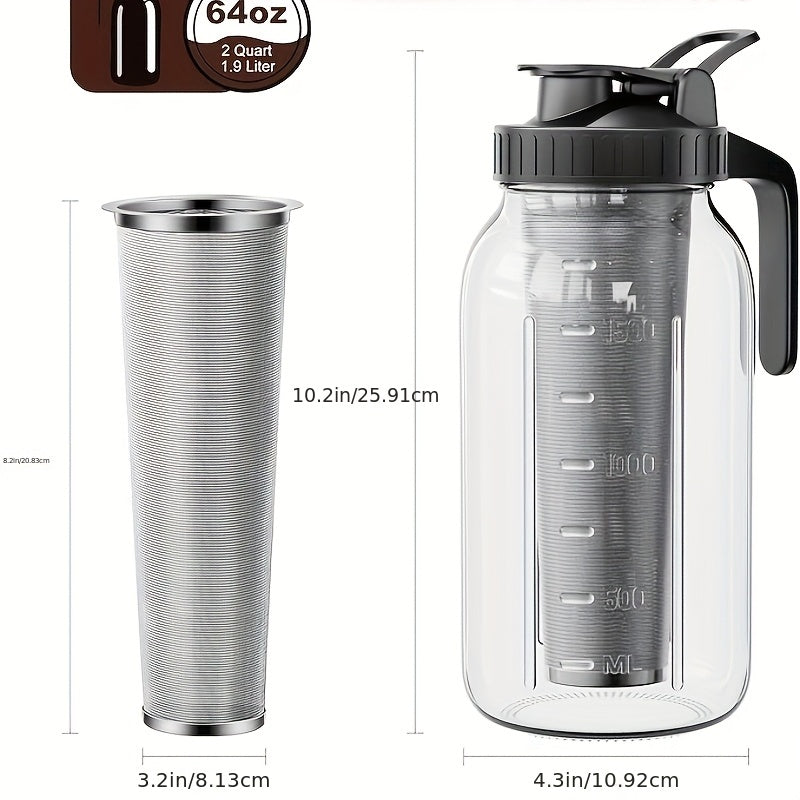 Chilled Coffee Brewer, Mason Jar Jug with a Cover