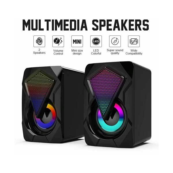 RGB LED Gaming Speaker – USB Powered Desktop Soundbar with Dynamic Lighting, Stereo Surround Sound, 3.5mm AUX Input for PC, Laptop, Monitor, Xbox, PS5, and Gaming Setups