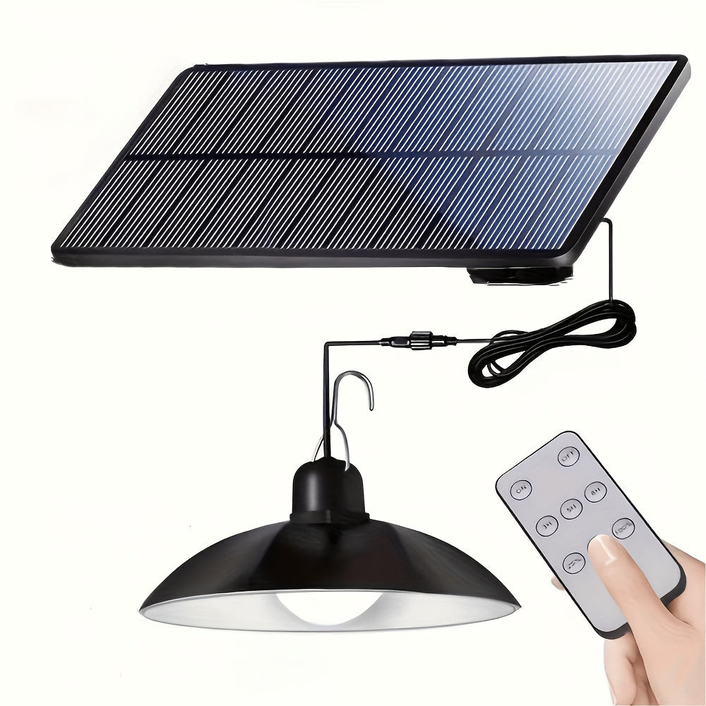Solar Outdoor Roof Light IP55 Waterproof - Auto On/Off Dusk to Dawn Solar Chandelier Lamp for Gazebo, Barn, Chicken Coop, Courtyard, Garage, Campsite & Porch - Wireless Solar Hanging Light