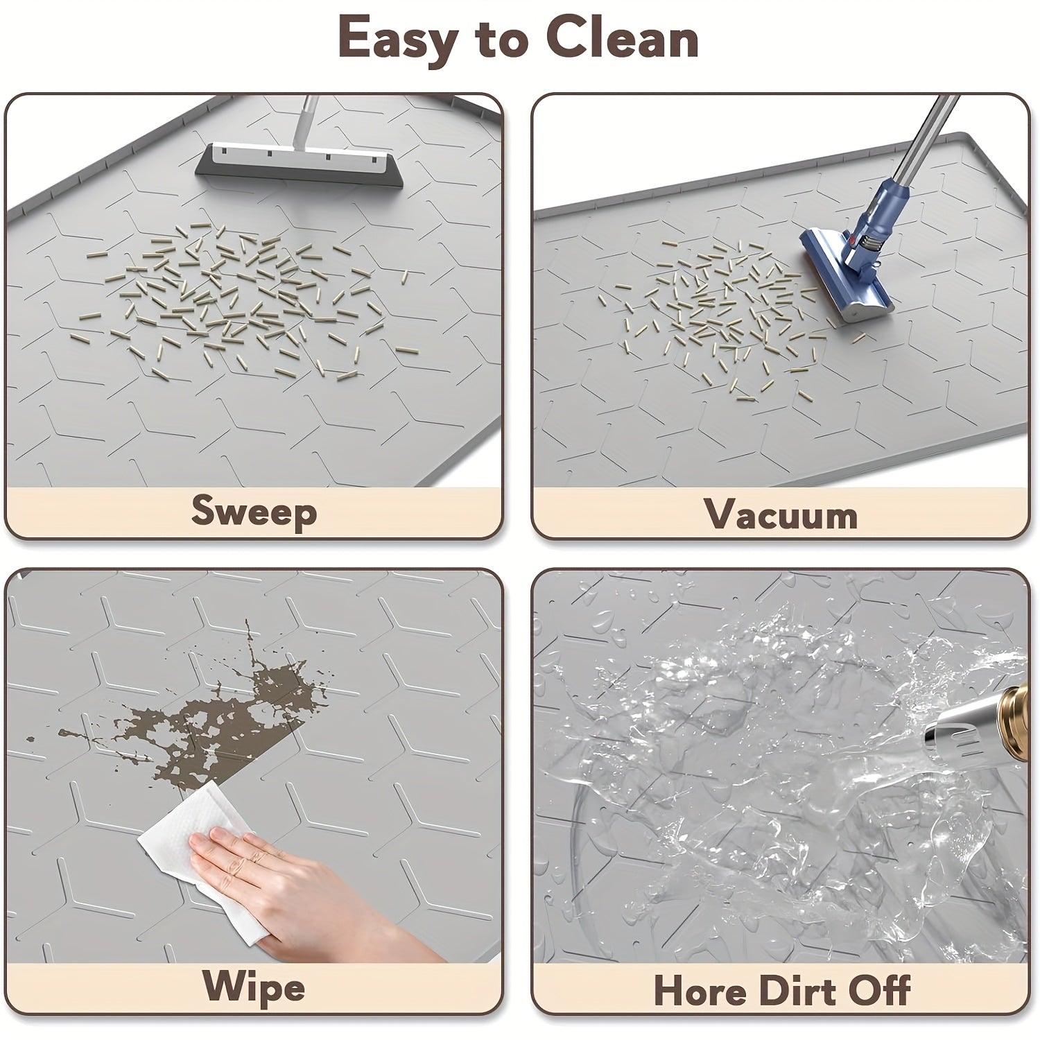 Large Mat for Cat Litter, Measuring 34" X 22", Made of Silicone And Easy to Clean, in Gray Color