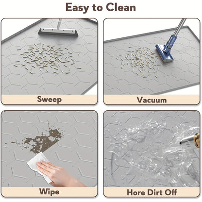 Large Silicone Cat Litter Mat 34"x22" – Waterproof Easy-Clean Litter Trapping Mat for Cat Litter Box, Reduces Tracking & Mess, Gray