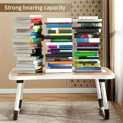 Foldable Laptop Bed Desk with USB Port – Portable Adjustable Lap Tray Table for Sofa Couch Floor, No Assembly, Study Work Eating Reading, Black Pink Walnut White