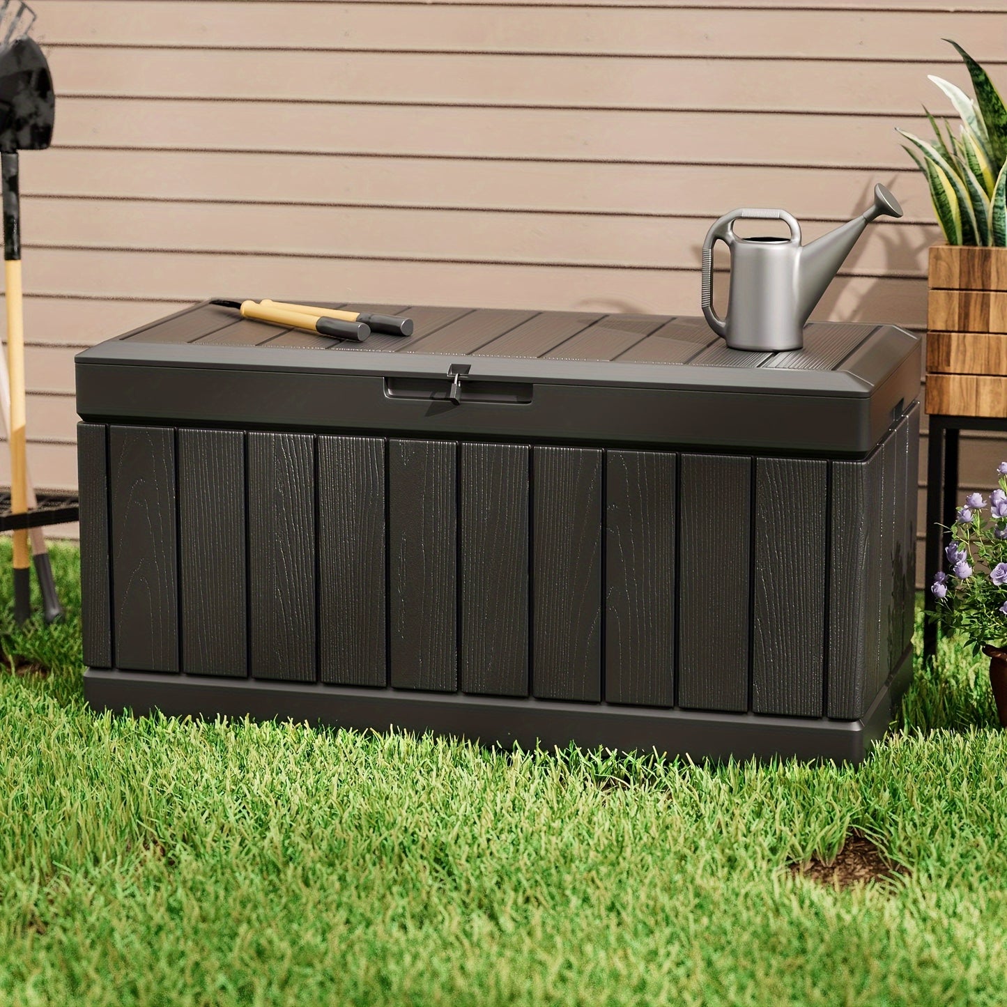 82 Gallon Deck Box Lockable Waterproof Resin – Outdoor Storage Bench for Patio, Garden, Pool & Backyard, UV Resistant, Doubles as Seating, 4 Colours, Easy Assembly Canada