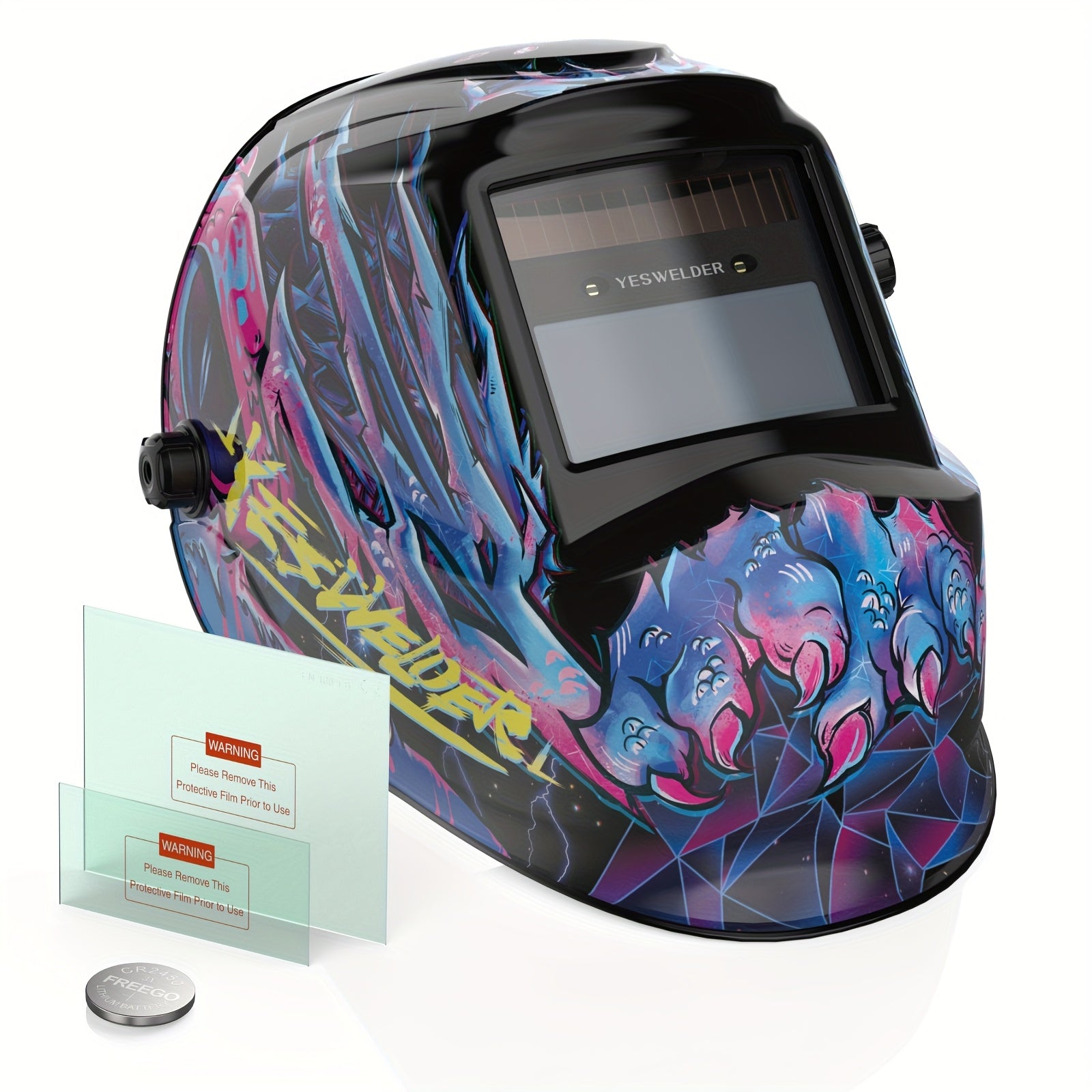 YESWELDER Auto-Darkening Welding Helmet – Solar Powered, True Color, Wide Shade 4/9-13 | TIG, MIG & ARC Welding Hood | Model LYG-L500A | Professional Welder Safety Gear | ShopVora CA