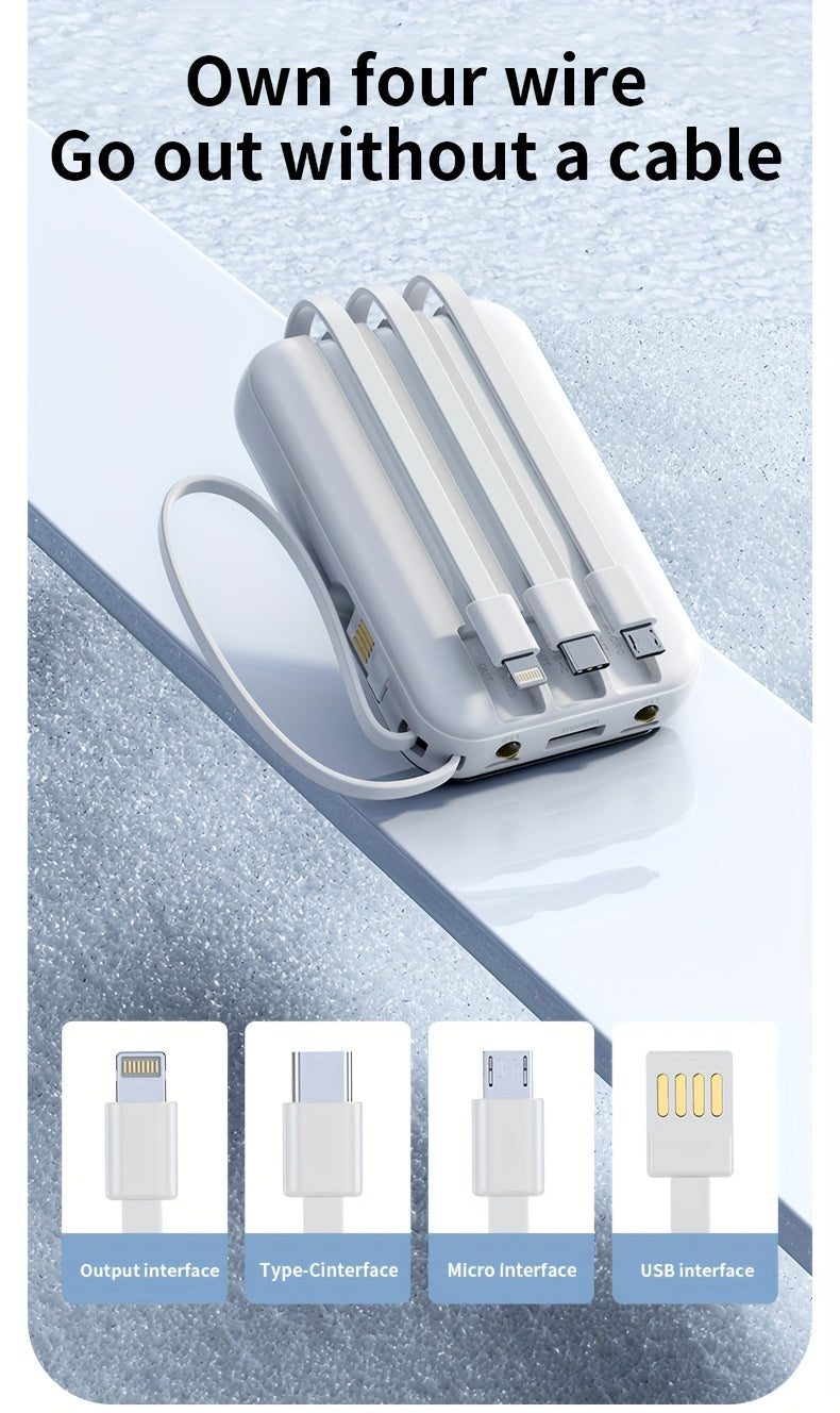50000mAh Portable Large Capacity Mobile Power Bank, Spare Battery Pack, Fast Charging, Built-in Intelligent Digital Display Of Power/multiple Data Cables/flashlight, Outdoor Portable Emergency Power Supply Device, Gift for Relatives And Friends