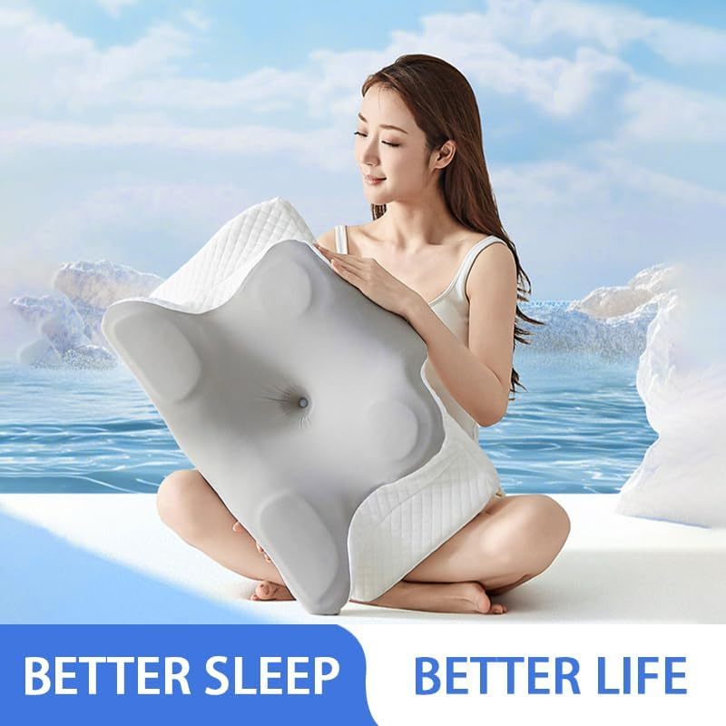 1pc Memory Foam Pillows Butterfly Shaped Relaxing Cervical Slow Rebound Neck Pillow Sleeping Orthopedic Pillow Bedding,Cervical Pillow for Neck and Shoulder, Memory Foam Neck Pillow, Upgraded Ergonomic Orthopedic Neck Support Pillow for Back Side Stomach