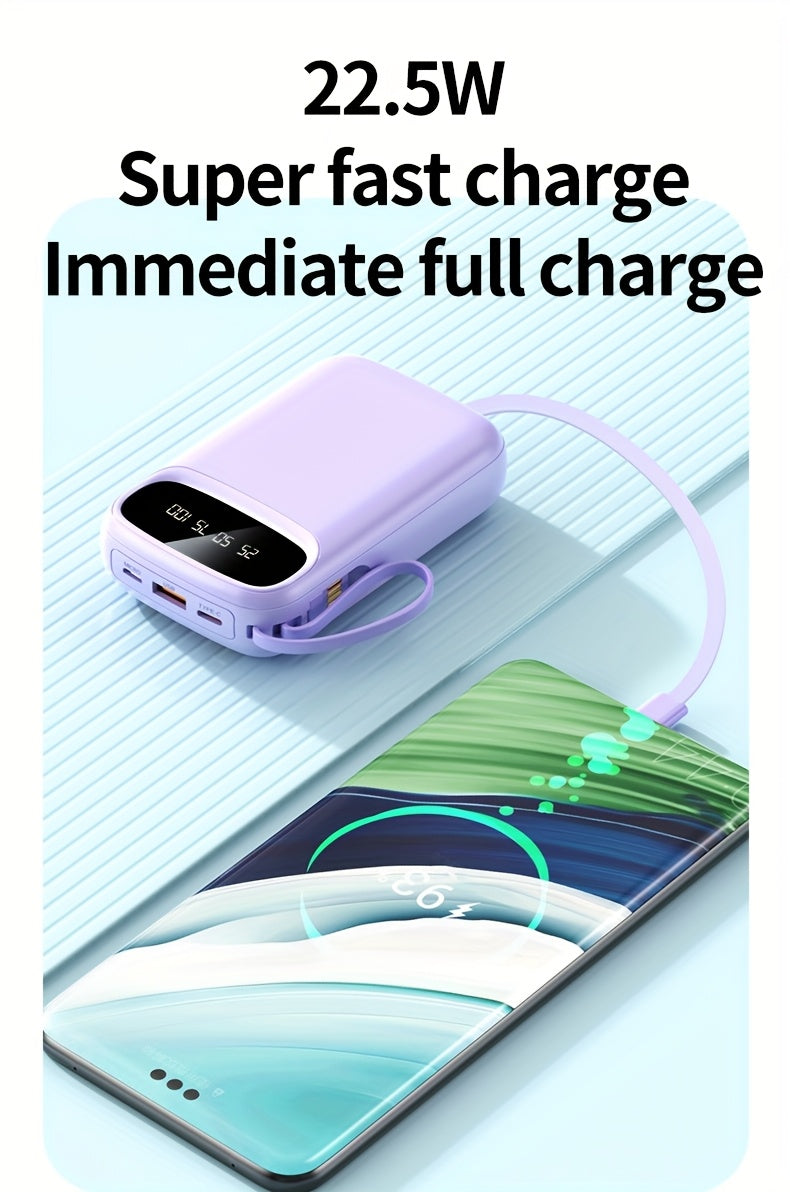 50000Mah Portable Large Capacity Mobile Power Bank, Comes with Four Data Cables/Lanyard/Led Power Display, Suitable for Fast Charging of Mobile Phones Such As Iphone/Android And Digital Electronic Products, Outdoor Portable Emergency Power Bank