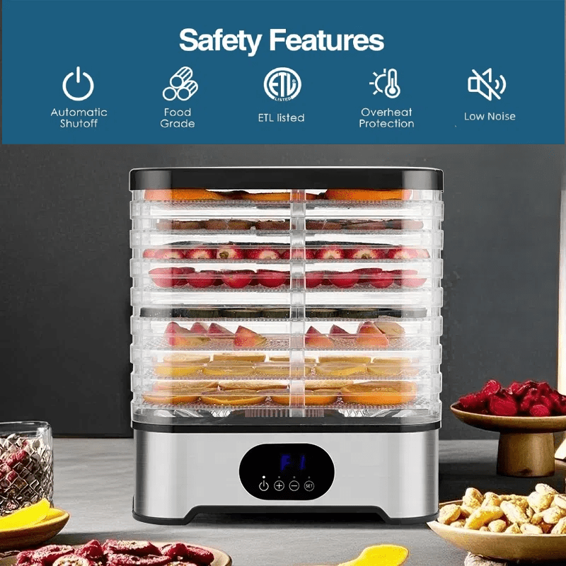 [Digital | Stainless Steel] 5/8-Layer Large Capacity Digital Food Dehydrator | Stainless Steel, Adjustable Settings, Quiet Operation | Ideal for Drying Fruits, Jerky, Vegetables, Herbs, Snacks, And Pet Treats, Perfect for Home And Professional Use