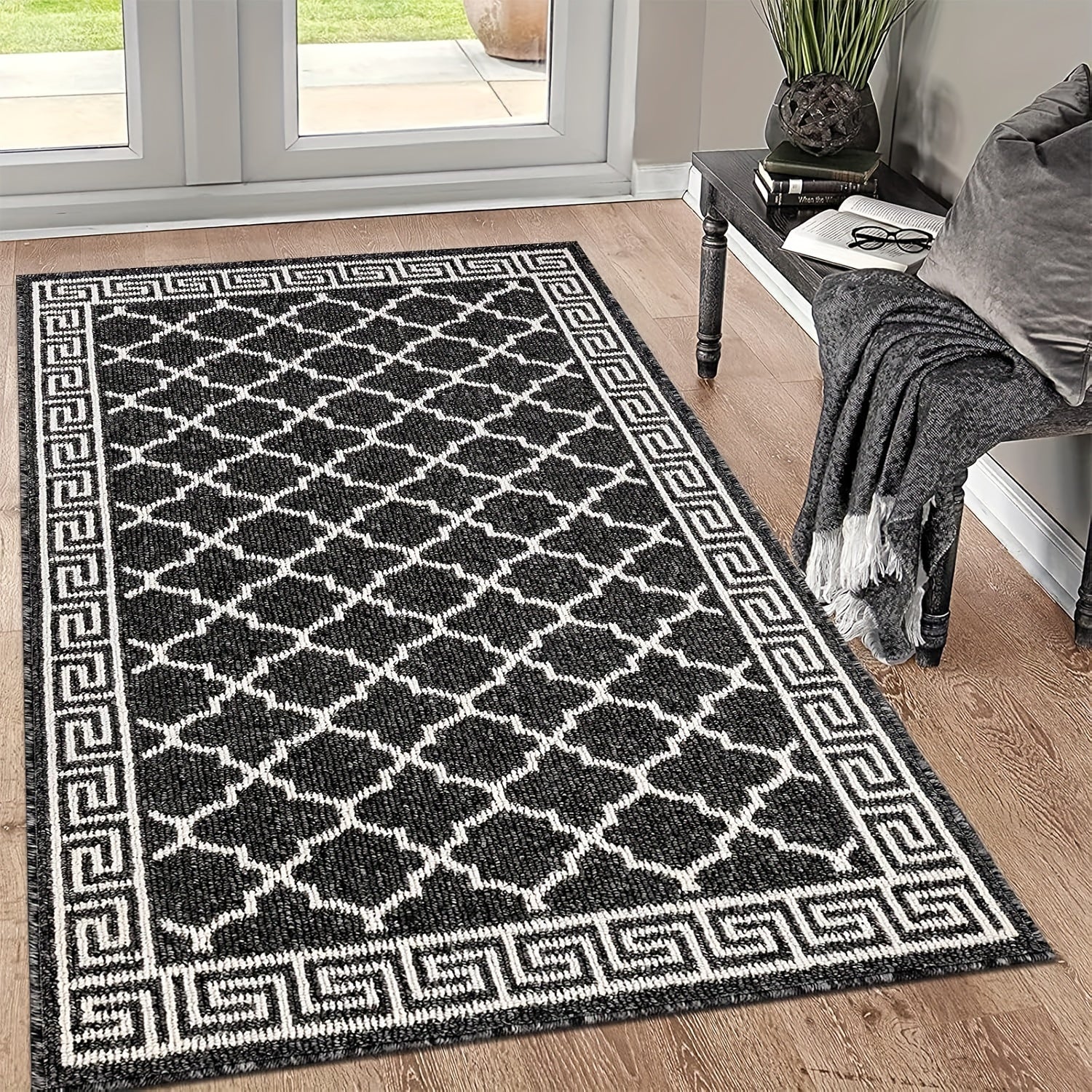 Absorbent Non-Slip Indoor Doormat – Washable Dirt-Resistant Welcome Mat, Low-Profile Design for Entryway, Kitchen & Laundry Room – Black Floor Mat for Home