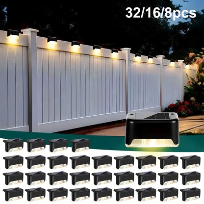 Solar Step Lights Outdoor – IP44 Waterproof LED Deck & Stair Lights, 8/16/32-Pack Warm White Solar Fence Lights for Yard, Patio & Pathway | Garden Decor for Halloween & Christmas