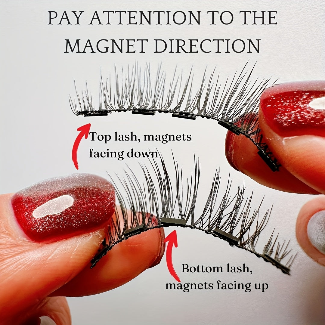 Local Repository Magnetic Eyelashes - 4/8 Pairs Magnetic False Eyelashes Set, Glue-Free, Black/Pink Options with Applicator, Reusable & Waterproof Cat Eye Style, Ideal for Daily Wear/Parties/Valentine's Day Gifts, Must-Have for Women's Makeup
