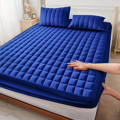 Cooling Mattress Protector Deep Pocket 9-15" Quilted Bed Cover All Season Breathable Fitted Sheet Style Black Grey Blue Light Blue Twin Full Queen King