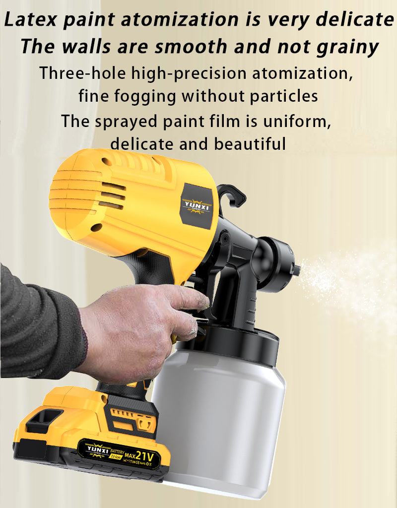 Cordless Paint Sprayer with Rechargeable Battery, High-Pressure Electric Spray Gun for Furniture, Cabinets, Fences, Walls & Doors, Variable Flow DIY Paint Sprayer for Home Renovation