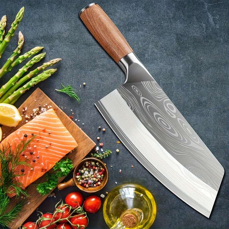 7-inch Vegetable Meat Cleaver Knife Chef Knife Sharp Blade Slicer Chinese Cleaver Chopping Knives Butcher Kitchen Knife Superior Class Stainless Vegetable Kitchen Knife Home Restaurant German Steel Kitchen Knife Utility Knife Cooking Tools Cutter