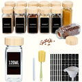 12/24pcs Spice Jars with Labels, Thickened Glass Seasoning Containers with Bamboo Lids, Sealed Seasoning Bottles with Silicone Funnel, Kitchen Supplies And Additions