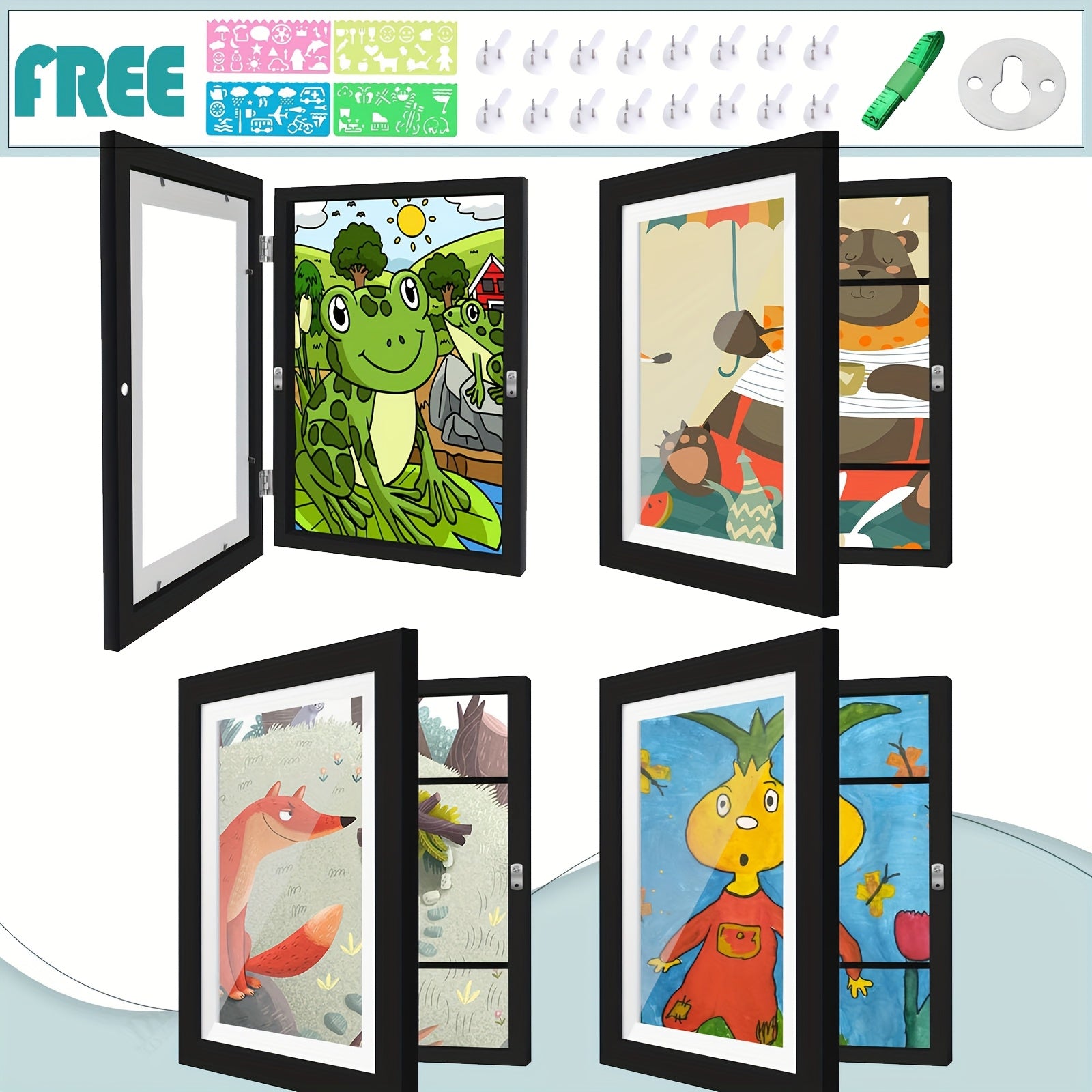 Kids Artwork Display Frame Magnetic Front-Opening 8.5x11" – Changeable Picture Frame for Children's Art, School Projects & Certificates, Kids Room Decor Gift