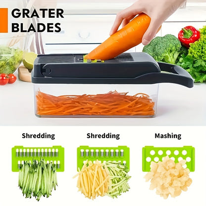 18-Piece Vegetable Chopper Set with Container – Box Grater Mandoline Slicer Food Cutter & Shredder for Onion, Salad, Fruit & Potato | Hand Crank Kitchen Gadget | ShopVora CA