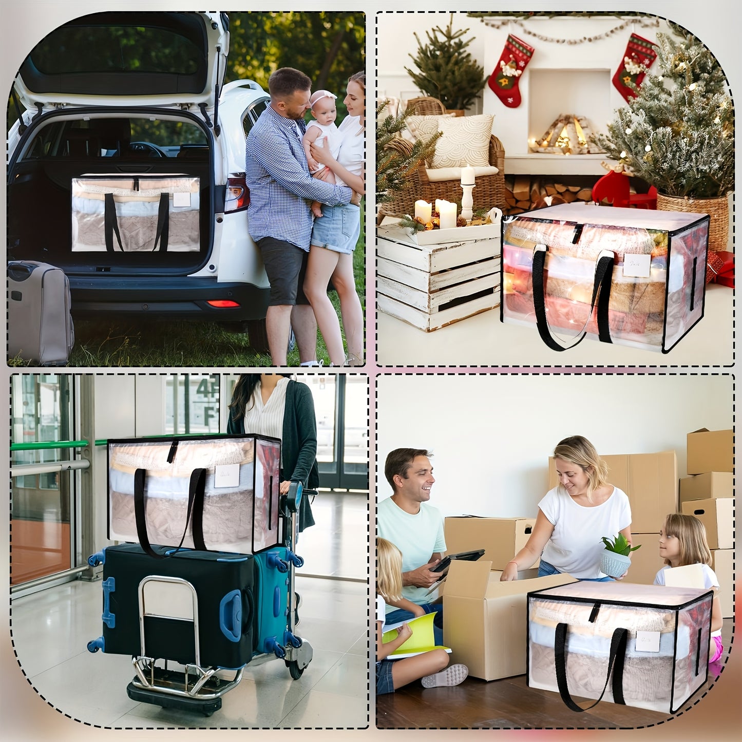 Large Moving Bags & Storage Totes with Backpack Straps Zippers & Handles – Heavy Duty 600D Packing Bags for Relocation College Dorms Seasonal Storage | 2/4/6 Pack